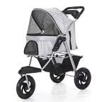 Waterproof Foldable 3-Wheel Pet Stroller with Removable Cage Carrier for Cats & Dogs