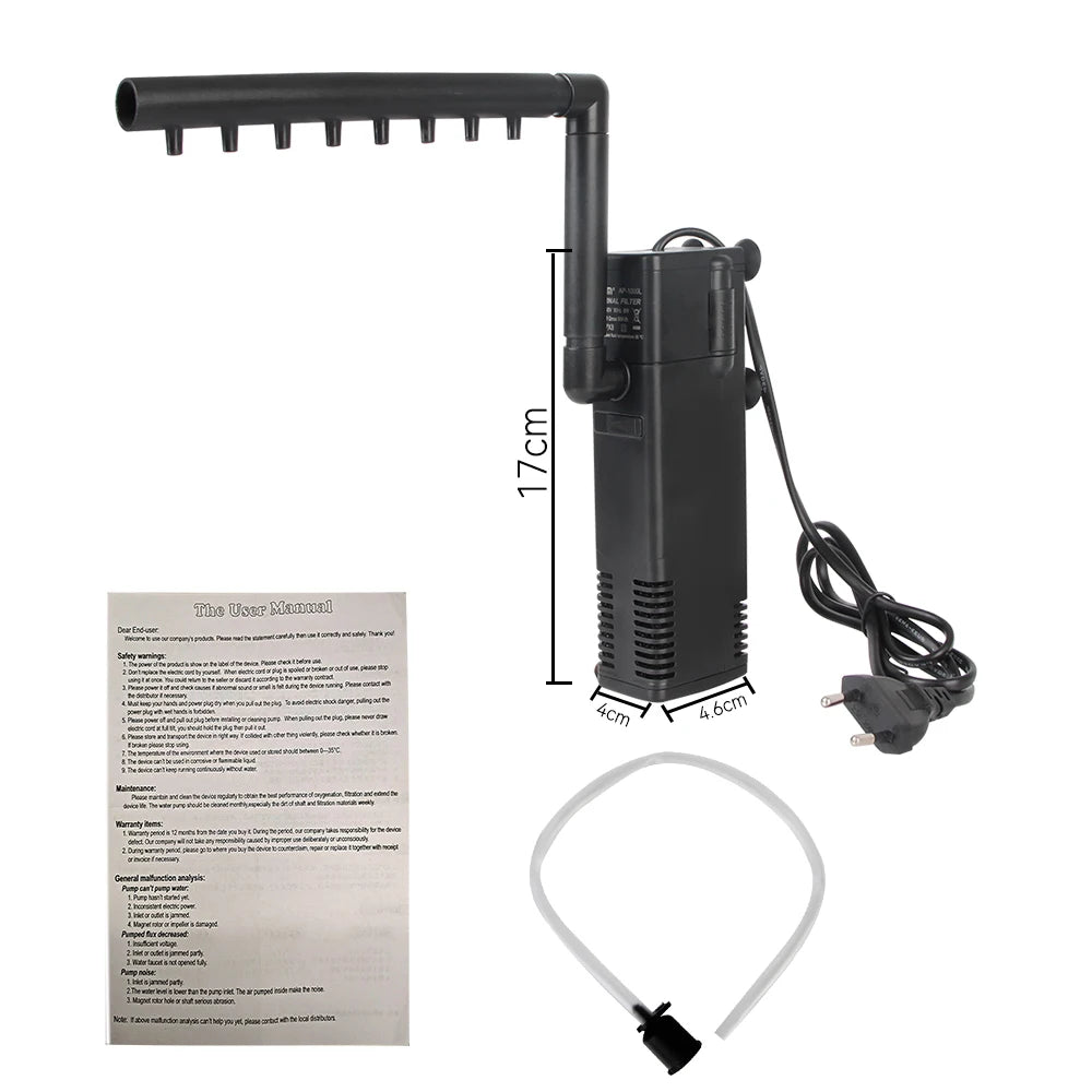 Low Water Level Turtle Tank Filter with Oxygen Pump 8W