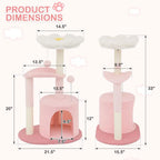 Flower-Themed Cat Activity Tower with Plush Condos