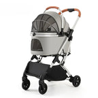 Multi-Ventilated High-View Pet Stroller with Detachable Basket & Car Travel Bag