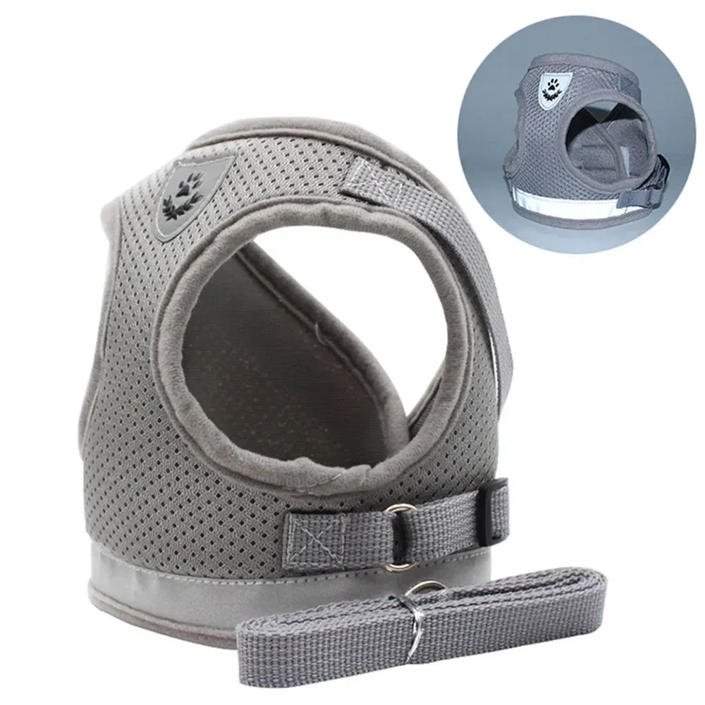 Reflective Escape-Proof Mesh Harness & Leash Set — For Cats & Small Dogs