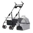 3-in-1 Folding Dog Stroller (4-Wheel, Detachable Carrier)