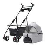 3-in-1 Folding Dog Stroller (4-Wheel, Detachable Carrier)