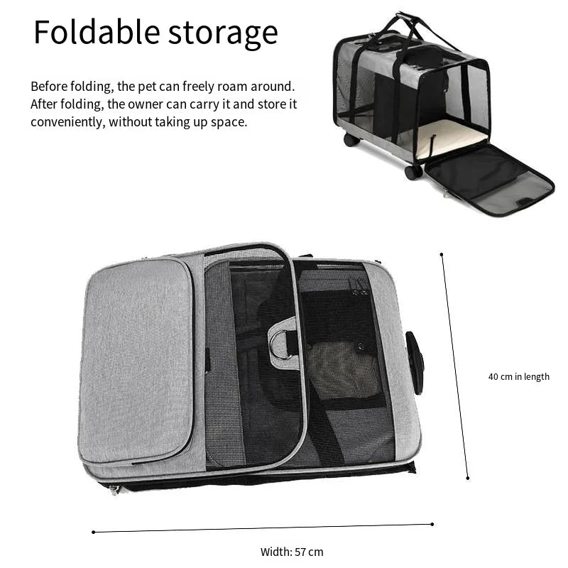 Double-Layer Pull-Out Pet Backpack with Single Shoulder & Handheld Straps for Cats & Dogs