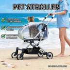 Lightweight Foldable Detachable Transparent Pet Stroller with Outdoor Walking Cart for Small & Medium Dogs