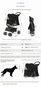 Easy-Fold Pet Travel Carriage Stroller for Small Dogs & Cats