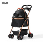 Lightweight Aluminum Alloy Puppy Stroller with Detachable Storage Basket — 50 lb Capacity Small Pet Cart