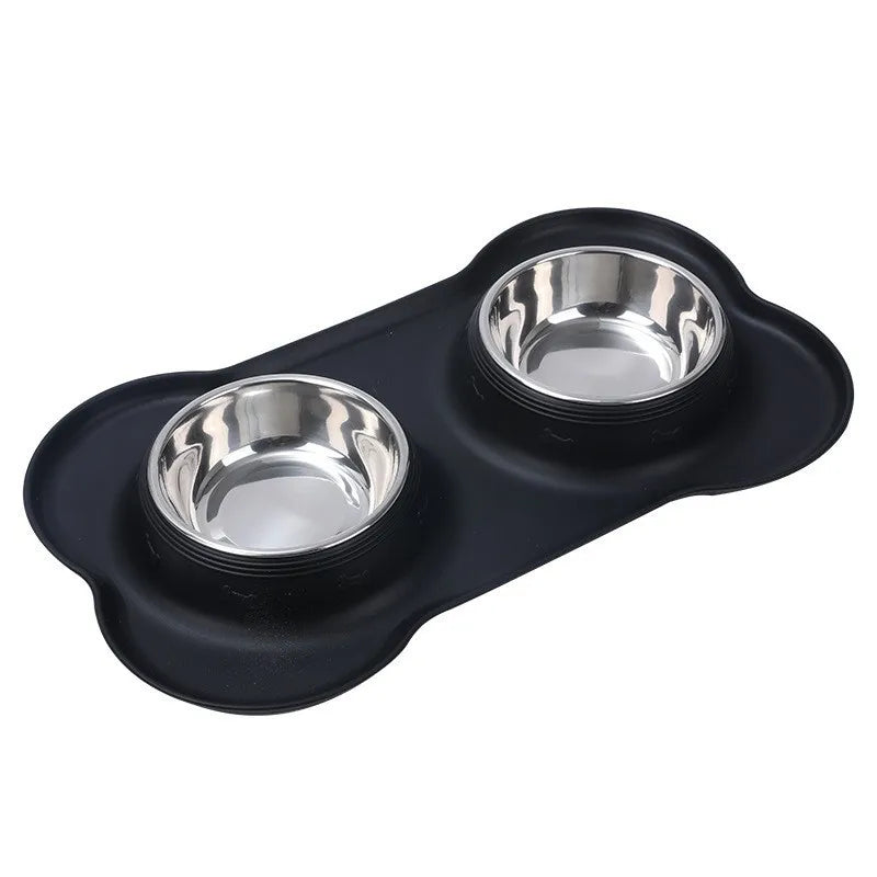 Stainless Steel Double Pet Bowl Set