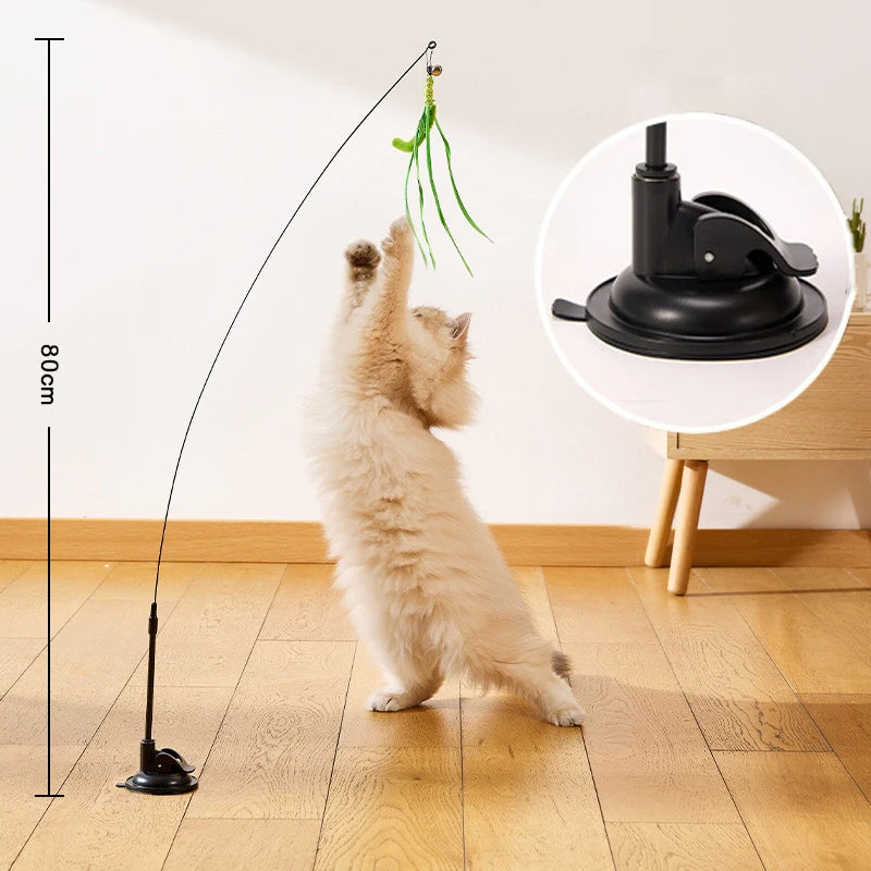 Suction Cup Dogtail Grass Teaser — Hands-Free & Handheld Cat Wand