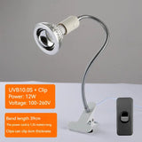 LED UVA/UVB Reptile Basking Lamp — 10.0/20.0 UV Bulb, E27, With Optional Stand