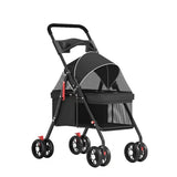 Pet Dog Cat Stroller, Outdoor Travel Pet Folding Stroller with Cup Holder, Breathable Visible Mesh Stroller for Medium Small Dog