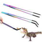Stainless Steel Reptile Feeding Tongs — Straight & Curved Set, 2-Pack