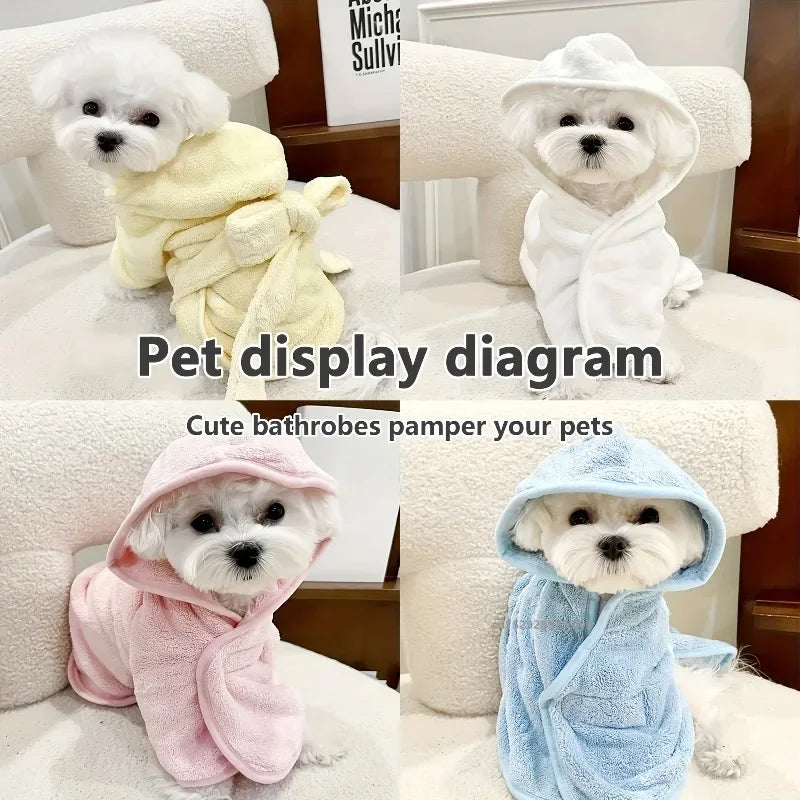 Quick-Dry Pet Bathrobe — Soft Absorbent Wrap for Dogs & Cats