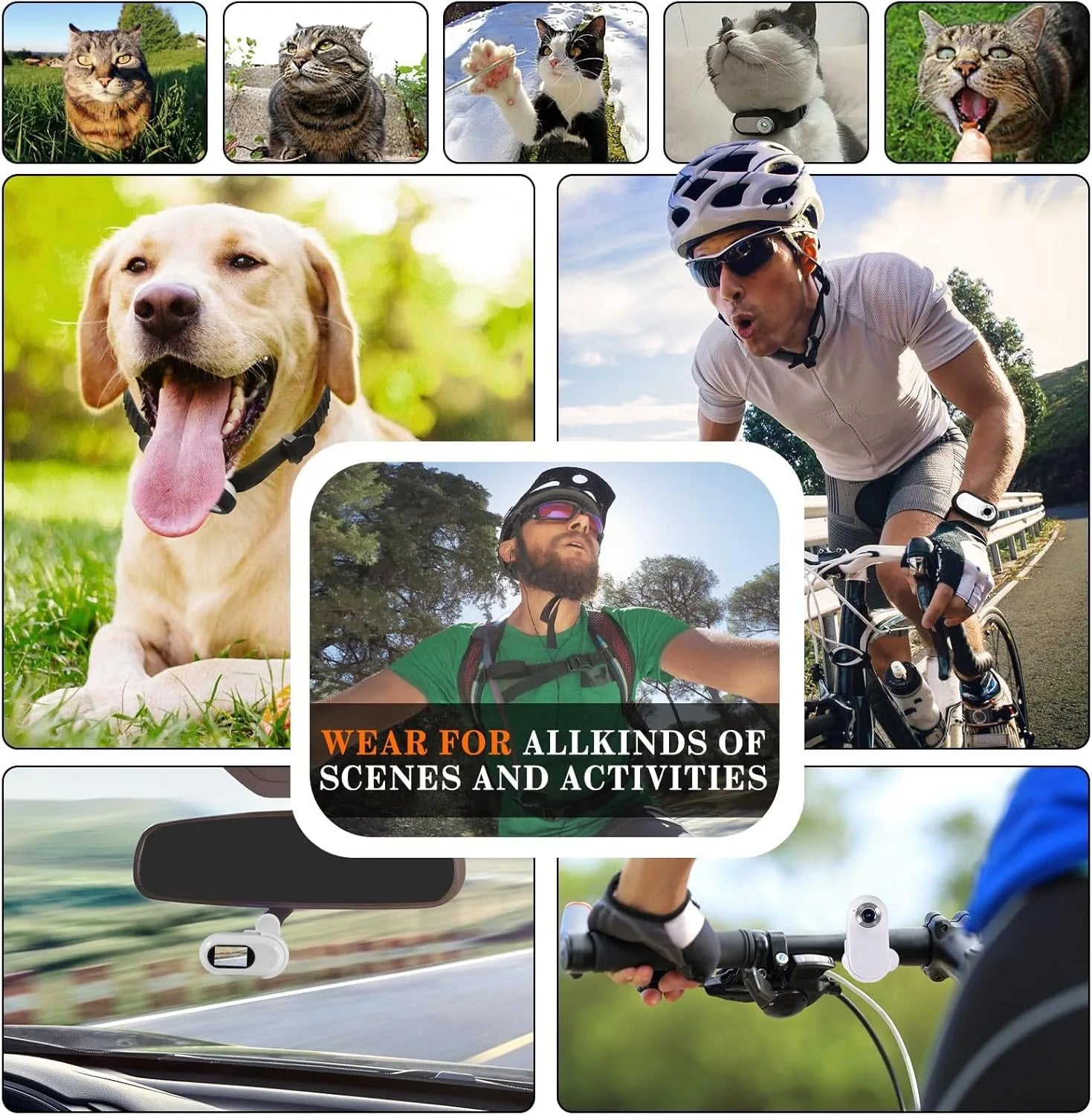 HD 1080P Pet Camera Collar for Dogs & Cats - Wireless Mini Action Cam for Outdoor Use