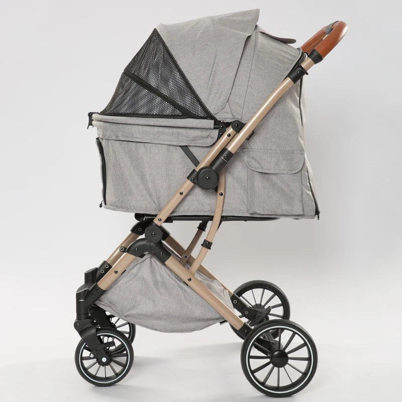 Foldable Separable Pet Stroller for Medium Dogs — Travel-Ready Dog Cart with Detachable Carrier