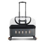 Transparent Plastic Pet Trolley Backpack with Universal Wheels & Zipper