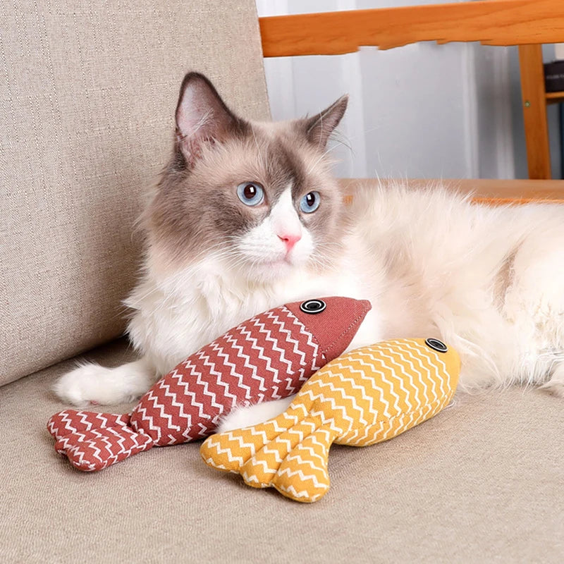 Catnip Fish Chew Toy — Plush Kicker for Dental Play
