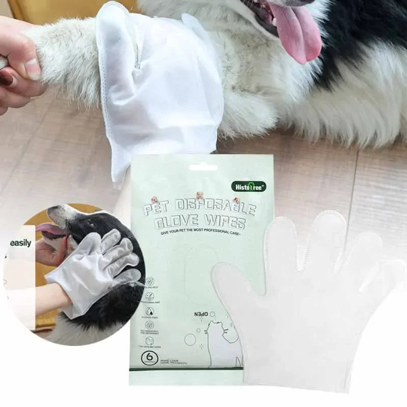 Wash-Free Pet Glove Towels — 6-Pack No-Rinse Deodorizing Wipes