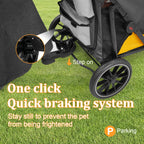 One-Click Folding 4-Wheel Jogger Wagon Stroller for Large Dogs with Storage Pockets