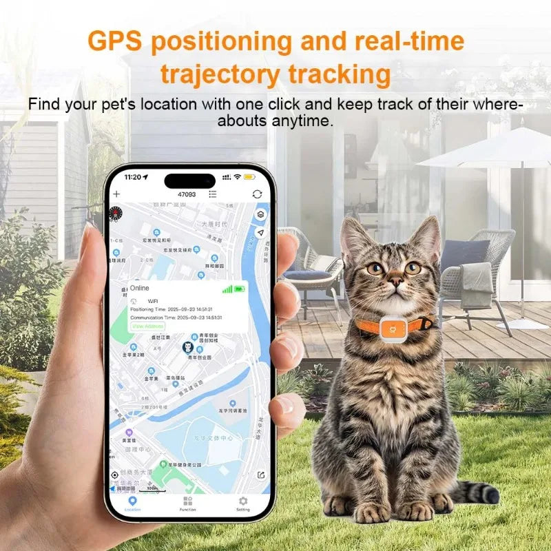 Lightweight Mini GPS Pet Tracker for Dogs & Cats - Real-Time Remote Anti-Loss Locator