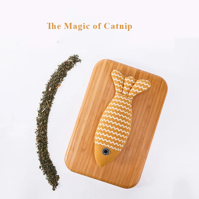 Catnip Fish Chew Toy — Plush Kicker for Dental Play