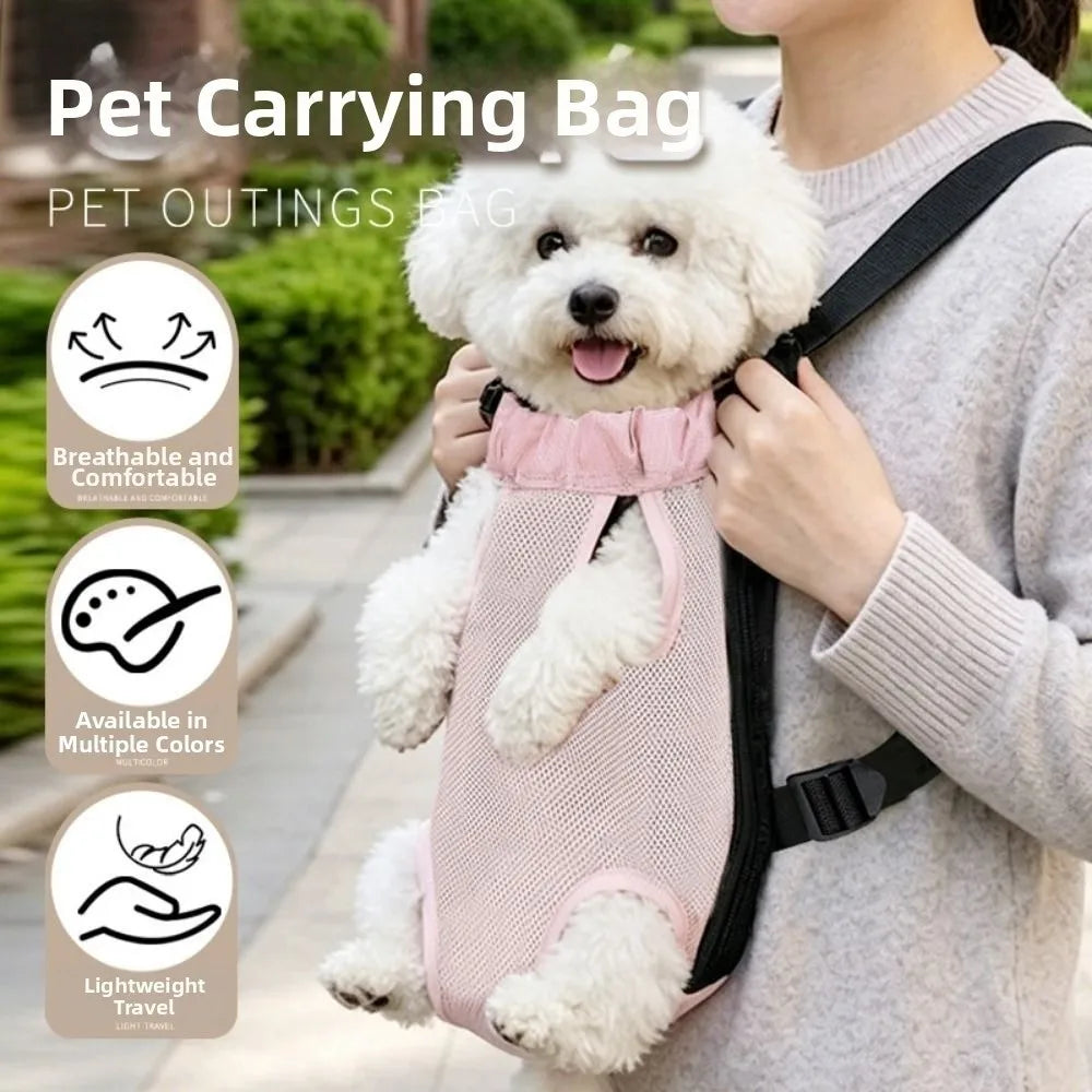 Hands-Free Dog Front Carrier (Mesh, Double Shoulder, Portable)