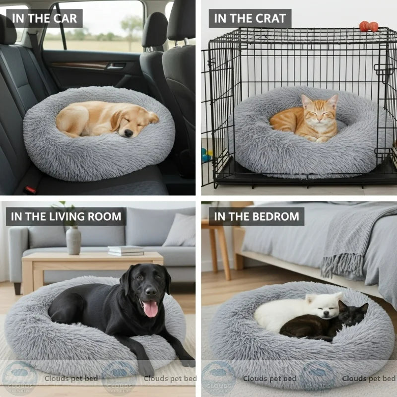 Calming Pet Bed with Extra-Soft Filling, Available in 9 Colors