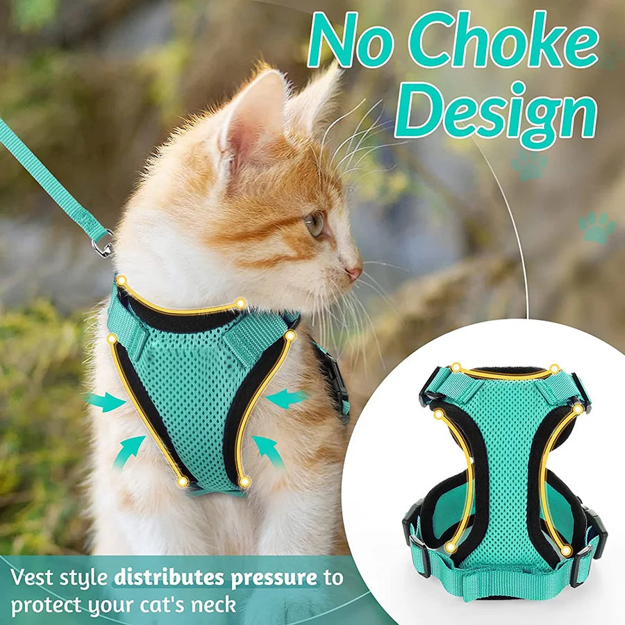 Anti-Escape Kitten Harness & Leash Set — Lightweight Breathable Vest
