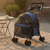 Pet Stroller with Breathable Mesh Canopy Collapsible Pet Stroller with Canopy Carrier 4-Wheel Safe for Small Dogs, Daily Walks