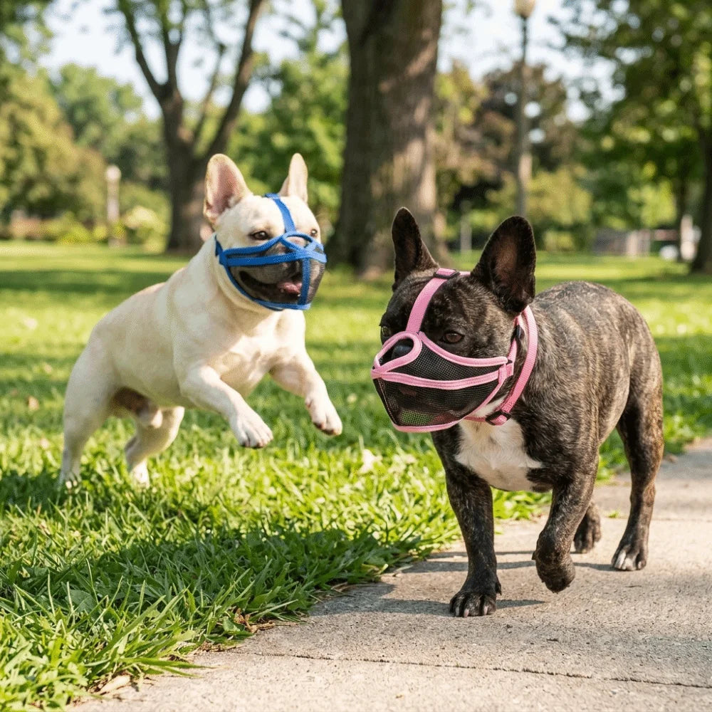 Short Snout Dog Muzzle for Flat-Faced Breeds (Breathable, Flexible, Adjustable)