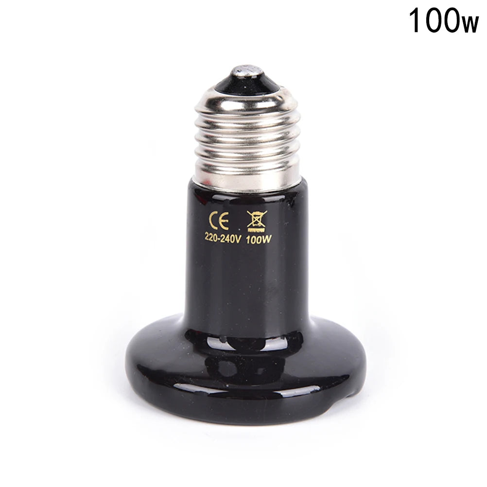 Black Ceramic Heat Emitter — No-Light Infrared Bulb for Snake & Chameleon Tanks