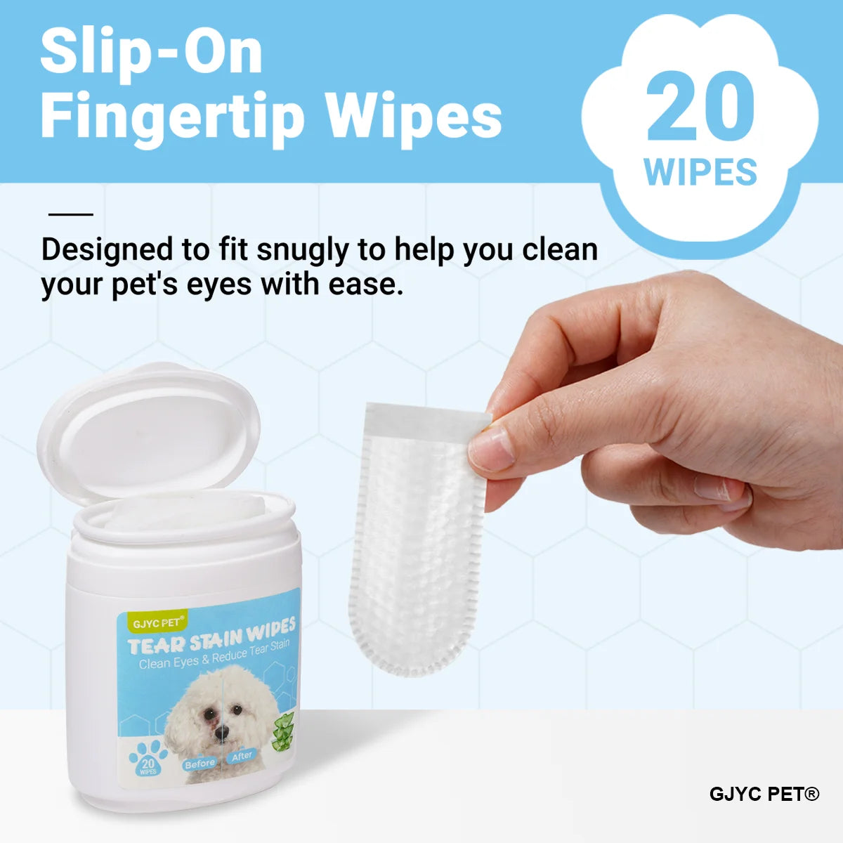 Hypoallergenic Finger Wipes for Dogs & Cats — Daily Tear Stain Remover