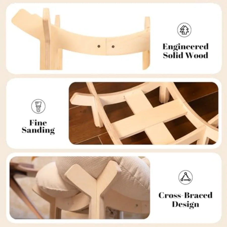 Elevated Wooden Cat Bed with Cushion for Cats & Small Dogs