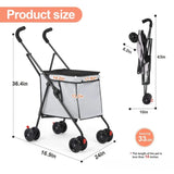 Pet Stroller Foldable Portable Multi Function Trolley For Small Medium Dog Cat Teddy Outdoor Travel Shopping Cart