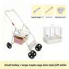 Foldable Lightweight Pet Stroller with Storage Space for Parrots, Dogs & Cats — Portable Outdoor Cart