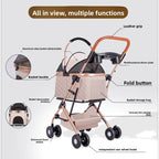 Small Pet Stroller Lightweight Foldable Outdoor Outing Cart for Dogs & Cats