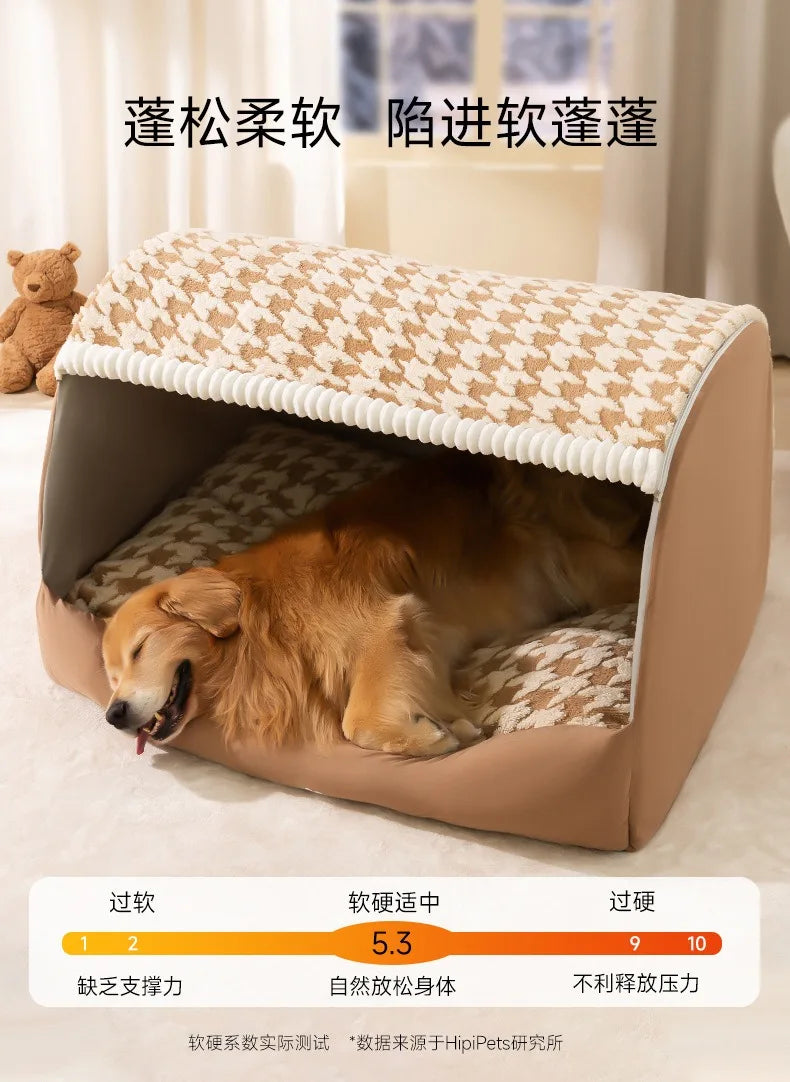 Quilted Winter Dog Den Bed