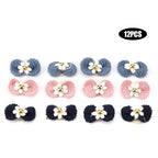 Dog Hair Bow Set 12-Pack (Elastic Band, Various Colors)