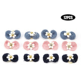 Dog Hair Bow Set 12-Pack (Elastic Band, Various Colors)