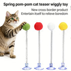 Suction Cup Fur Ball Spring Toy — Hands-Free Bouncing Cat Toy