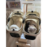 Twin Cabin Double Layer Pet Stroller for Small Medium Dogs Cats Lightweight Foldable Double Pet Cart Outdoor Walking