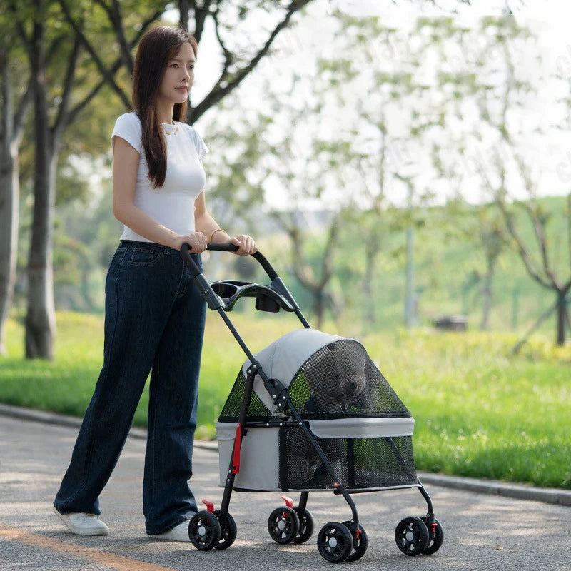 Lightweight Foldable Pet Pushchair Stroller for Small Dogs & Cats up to 15 lbs