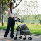 Lightweight Foldable Pet Pushchair Stroller for Small Dogs & Cats up to 15 lbs
