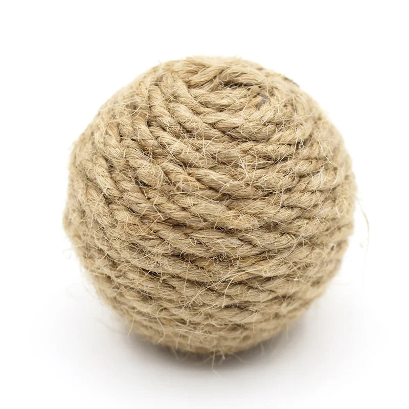 Hand-Woven Hemp Rope Cat Ball Set — Crinkle Sound Scratch Toy
