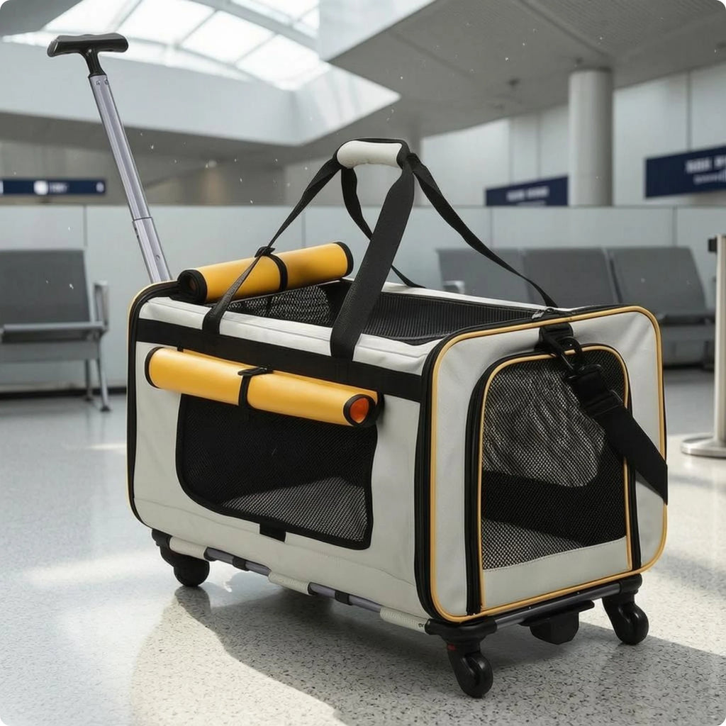 Collapsible Soft-Sided Rolling Pet Trolley Carrier
