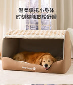 Quilted Winter Dog Den Bed
