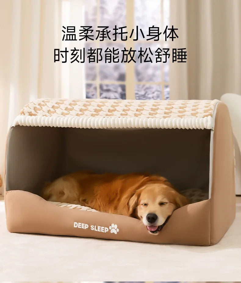 Quilted Winter Dog Den Bed