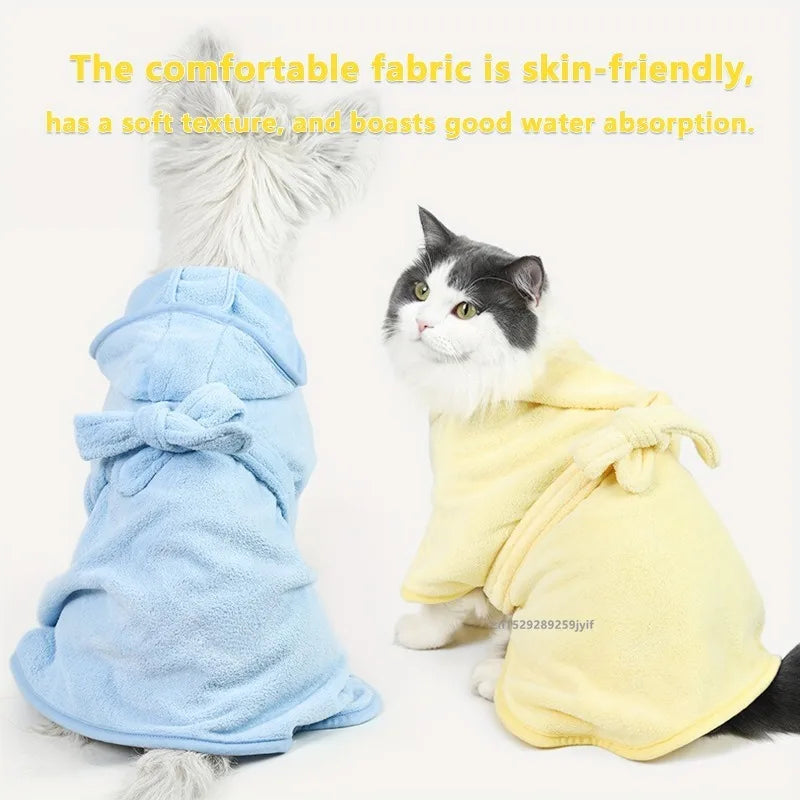 Quick-Dry Pet Bathrobe — Soft Absorbent Wrap for Dogs & Cats