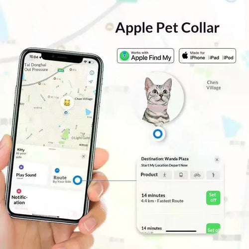 Bluetooth GPS Tracker Collar with Movement Alerts for Cats & Puppies