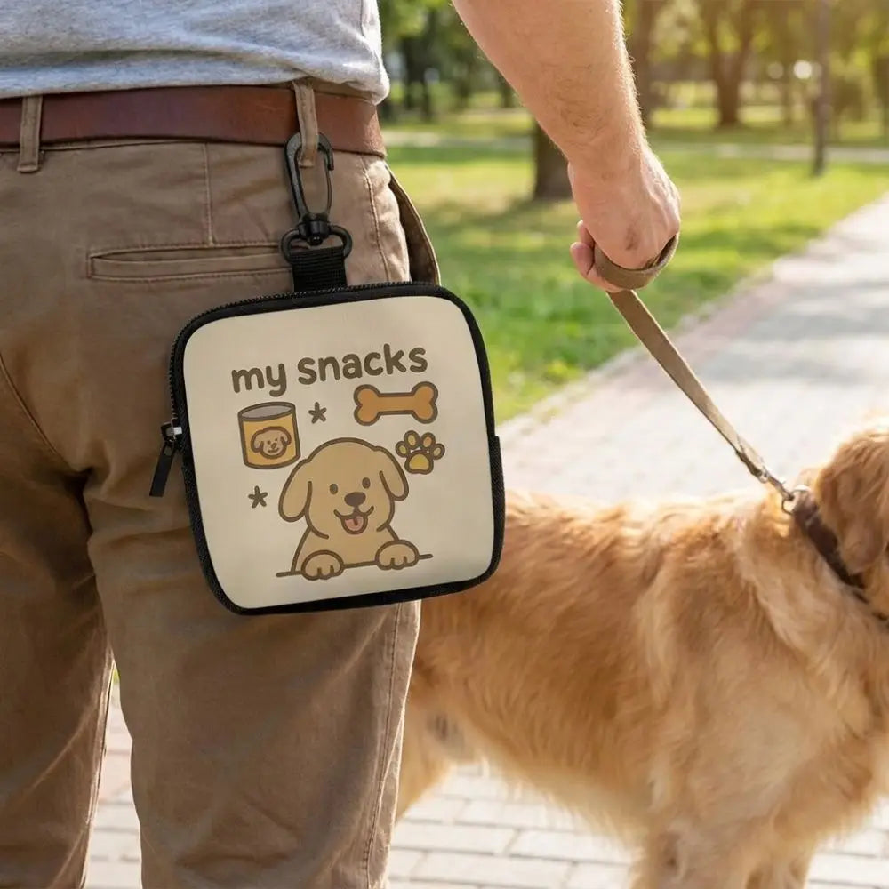 Transparent Window Dog Treat Pouch (Waterproof, Zipper, Waist Clip)